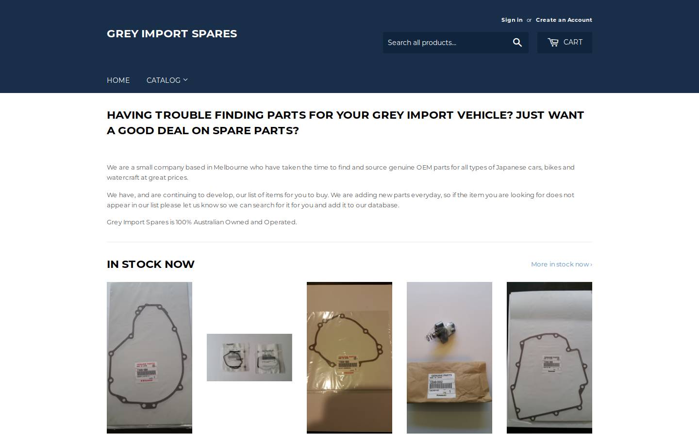 greyimportspares.com homepage screenshot