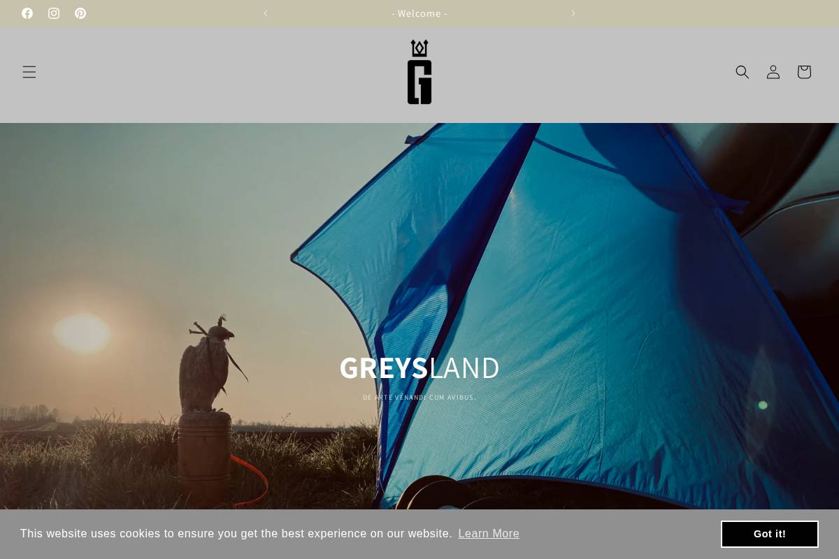 greyslandgear.com homepage screenshot