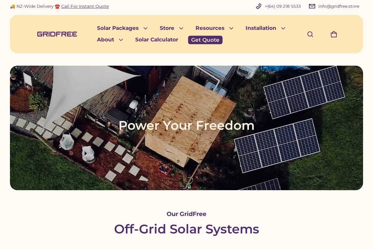 gridfree.store homepage screenshot