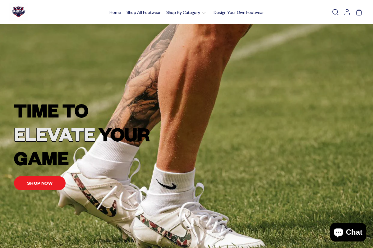 Gameday Custom Kicks homepage screenshot