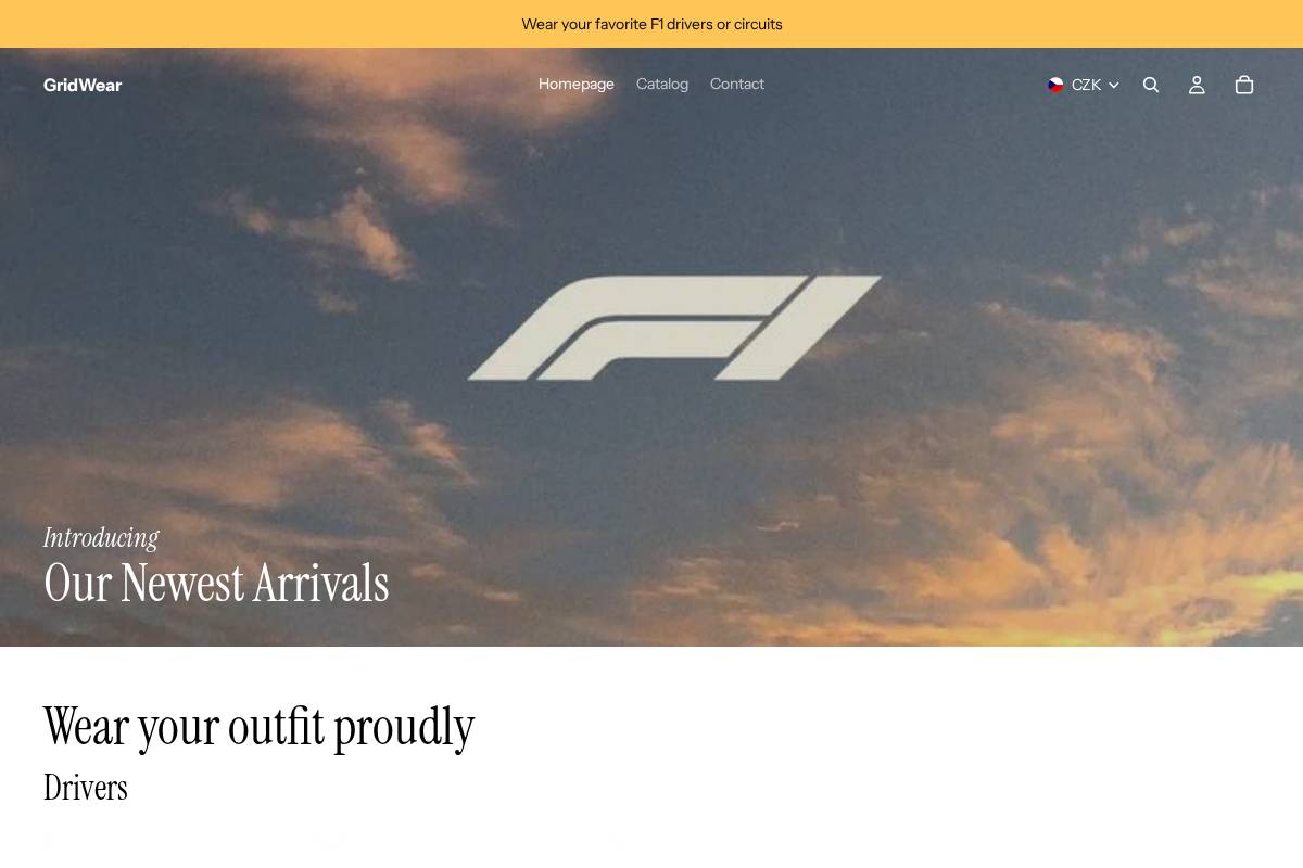 gridwear.store homepage screenshot