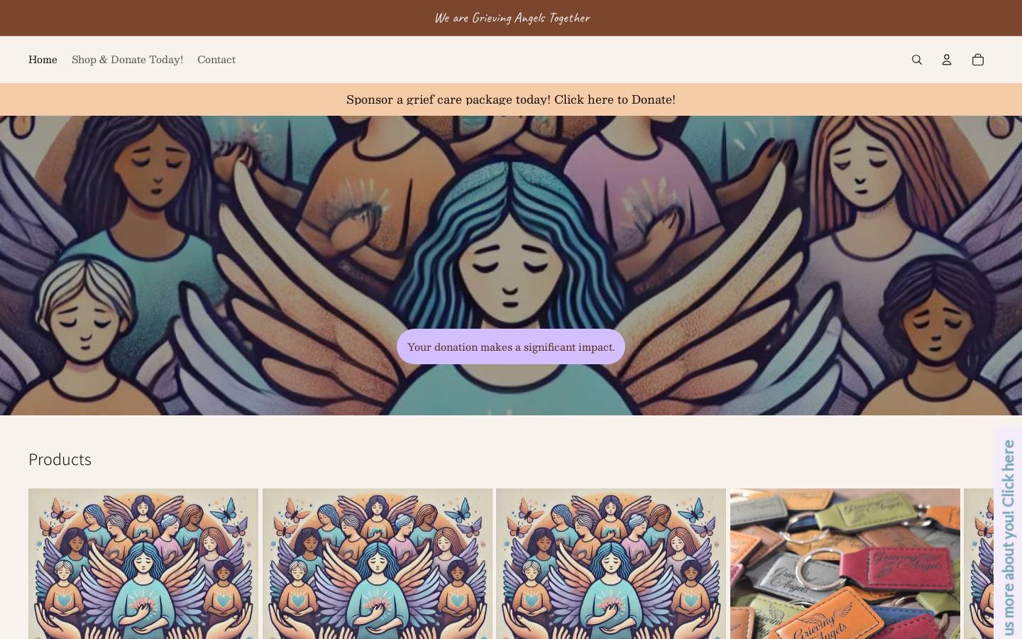 grievingangels.com homepage screenshot