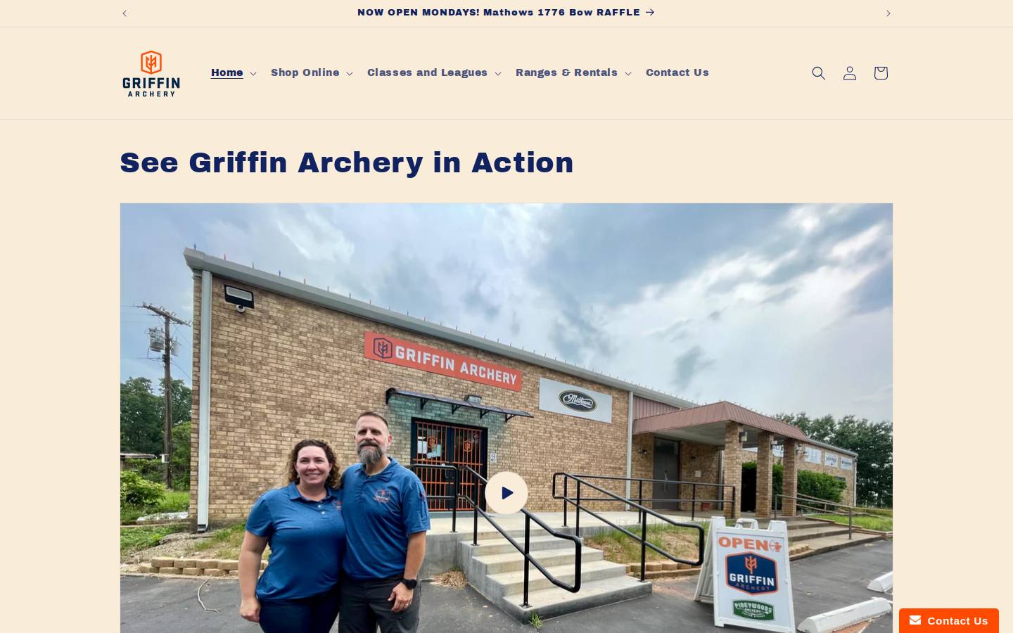 griffinarchery.com homepage screenshot