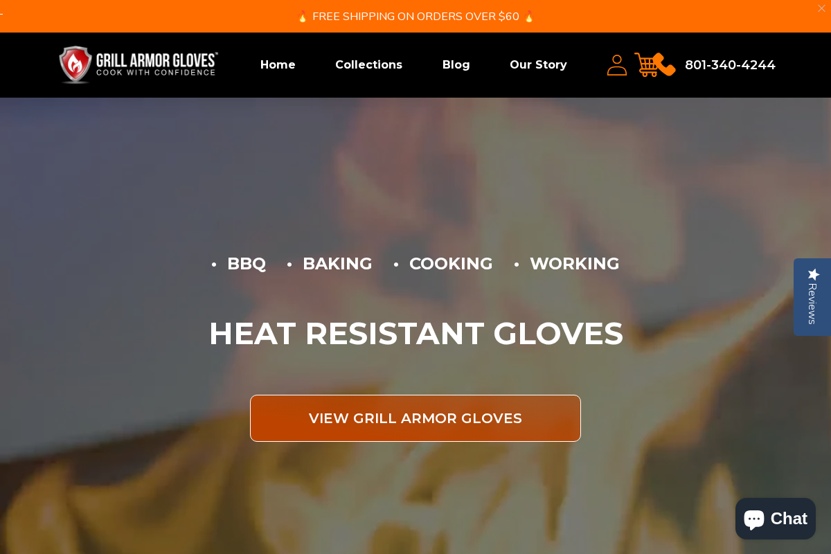 Grill Armor Gloves homepage screenshot