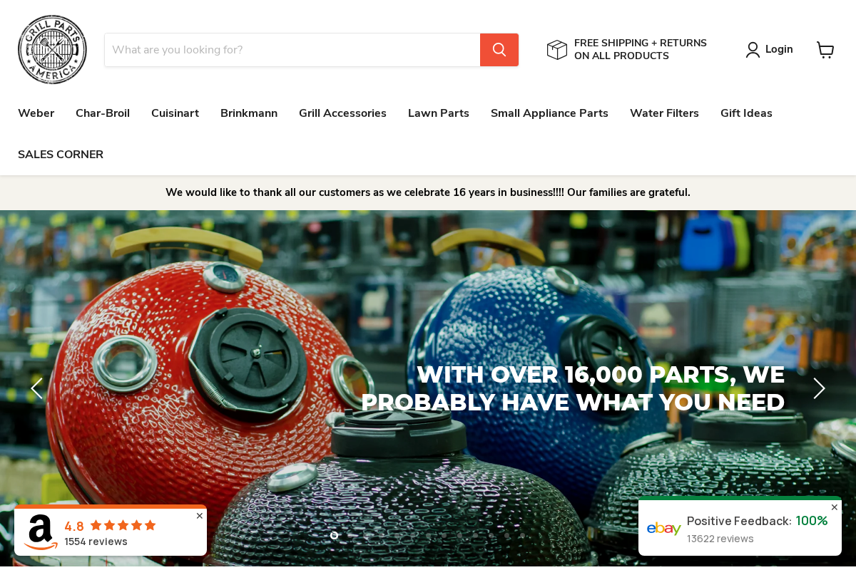 Grill Parts America homepage screenshot