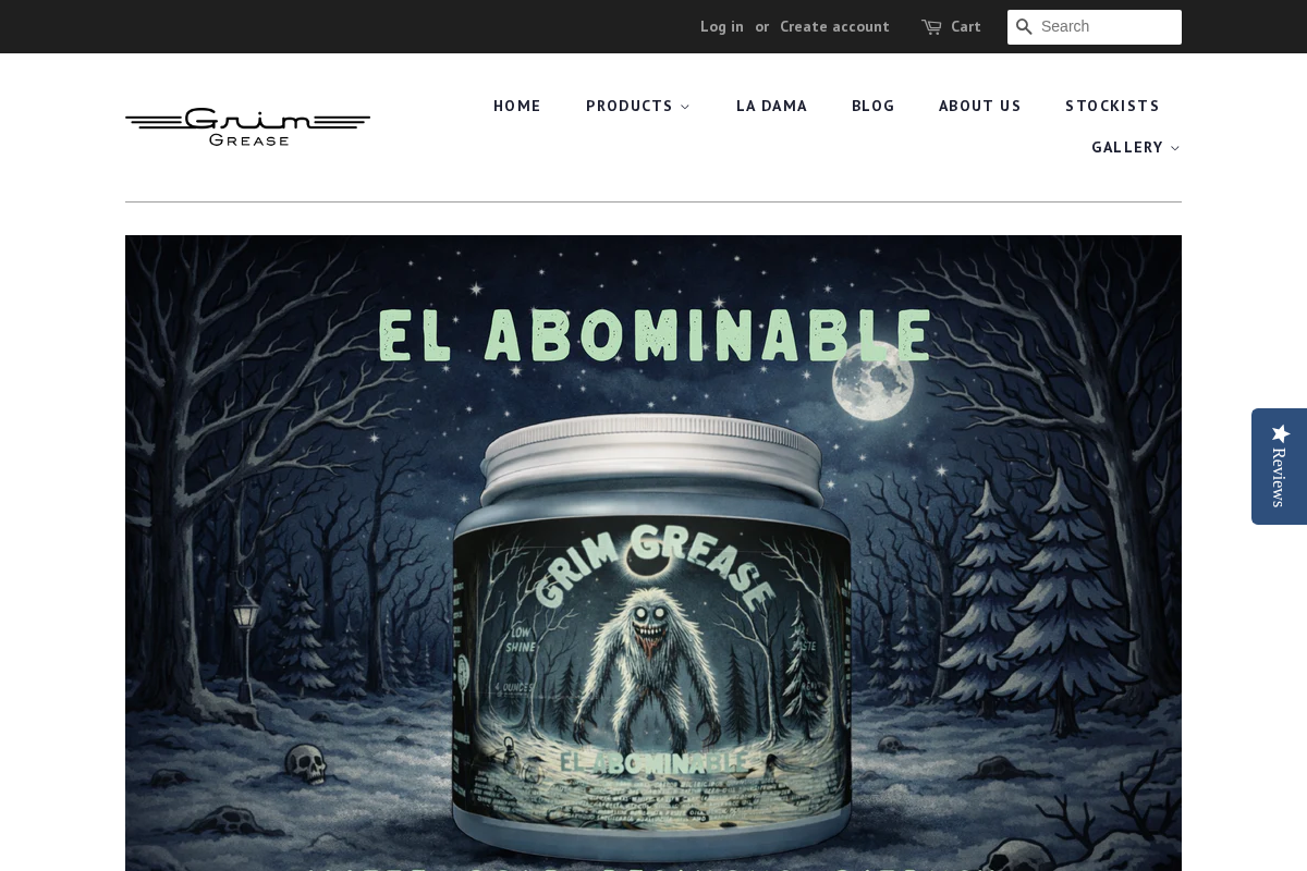 Grim Grease Pomade homepage screenshot