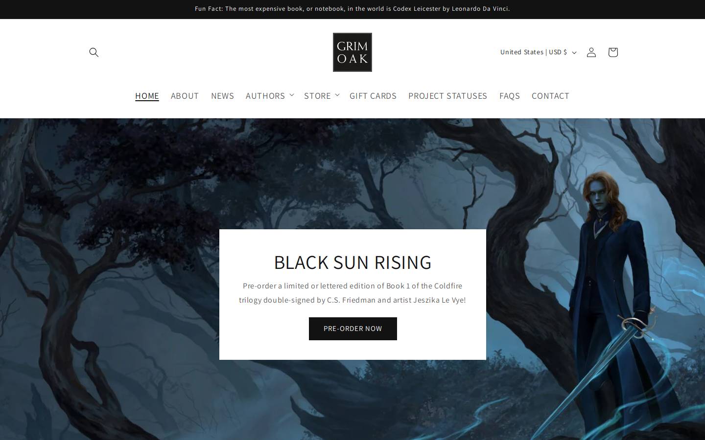 grimoakpress.com homepage screenshot