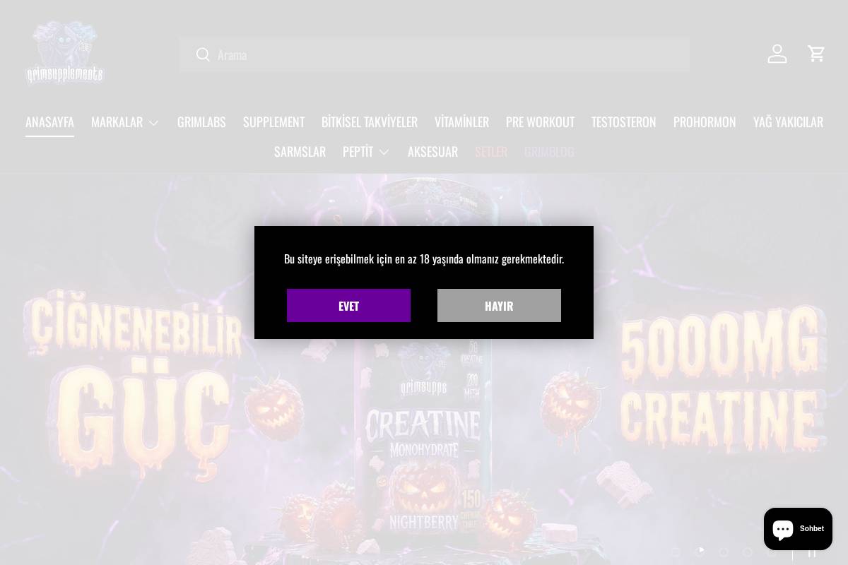 grimsupplements.com homepage screenshot