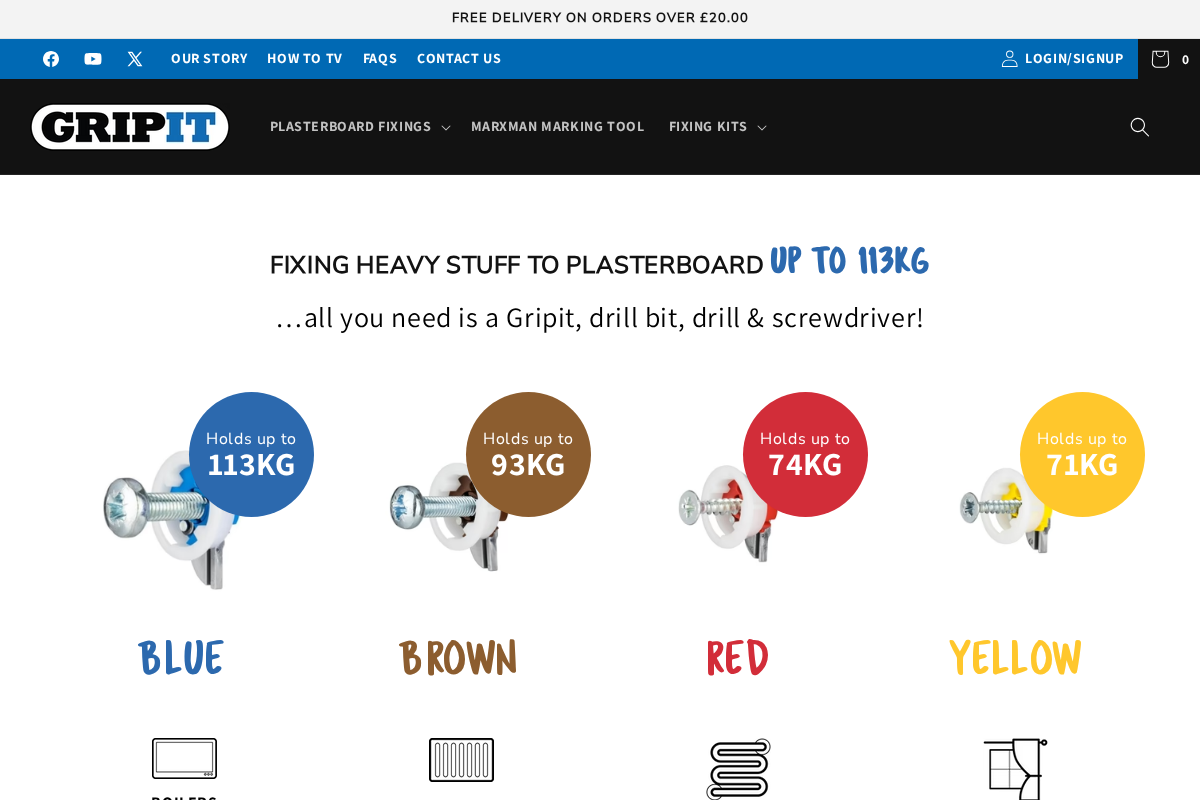 GripIt Fixings homepage screenshot