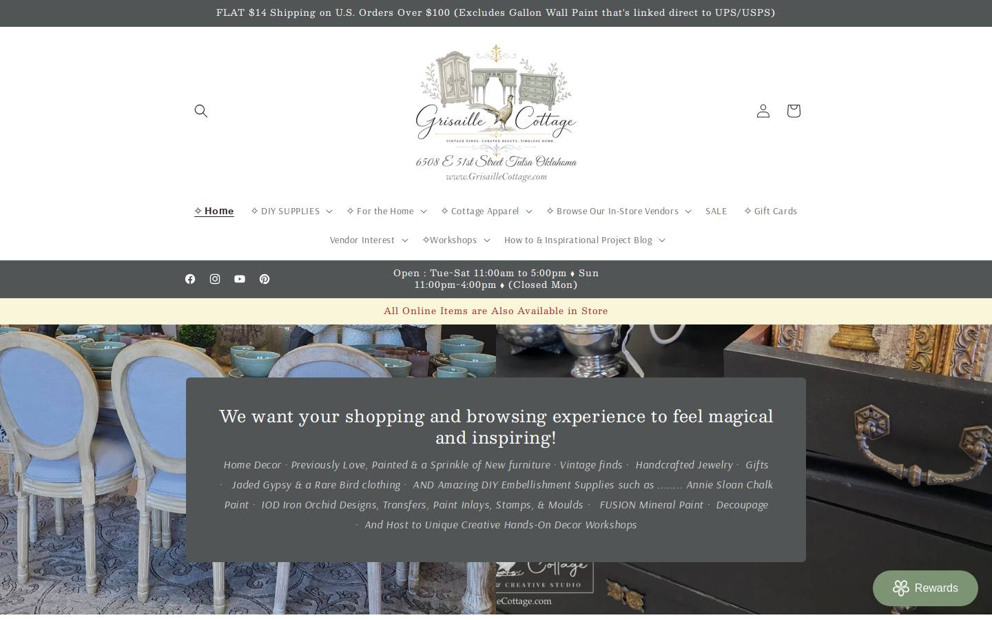 grisaillecottage.com homepage screenshot