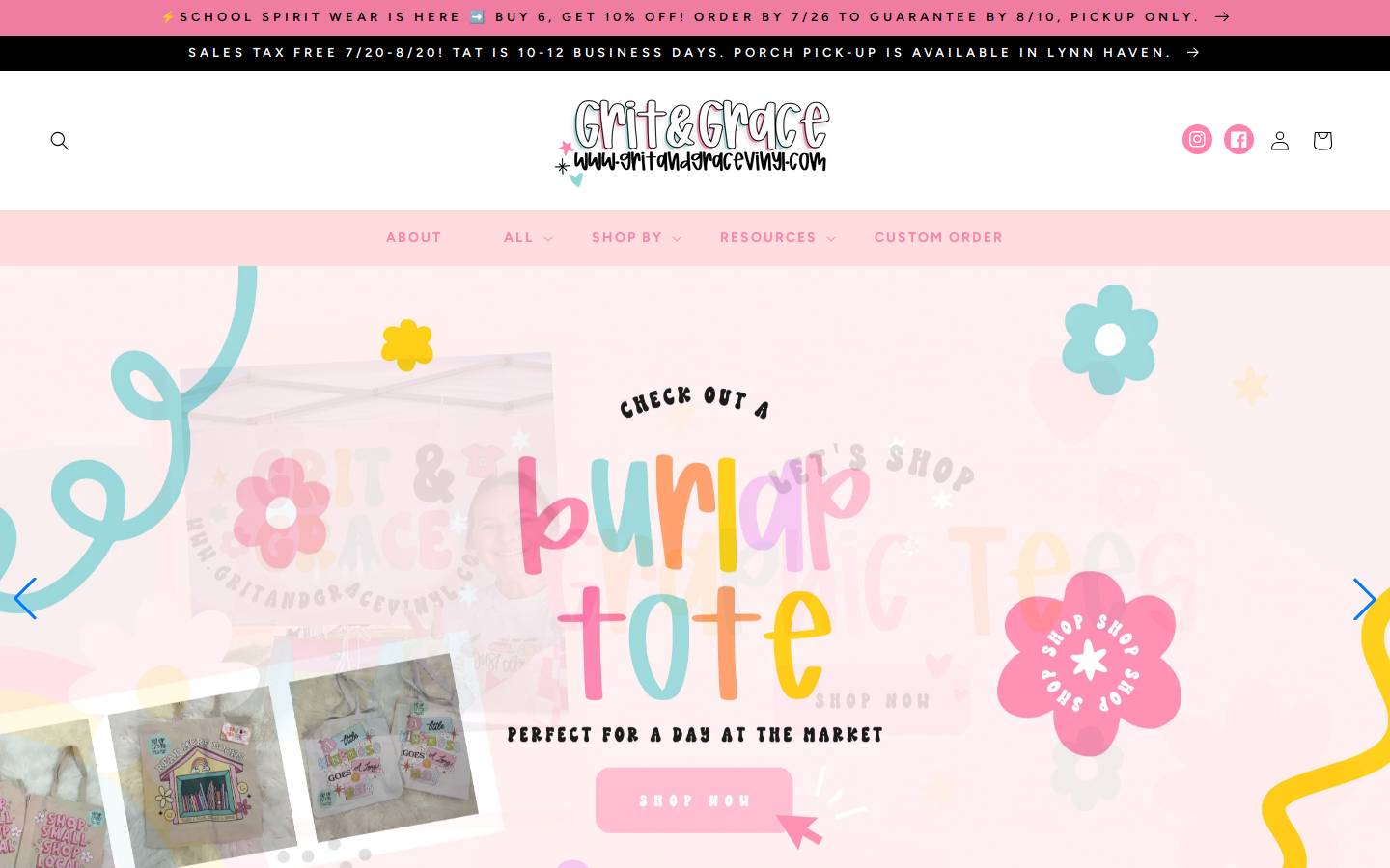 gritandgracevinyl.com homepage screenshot
