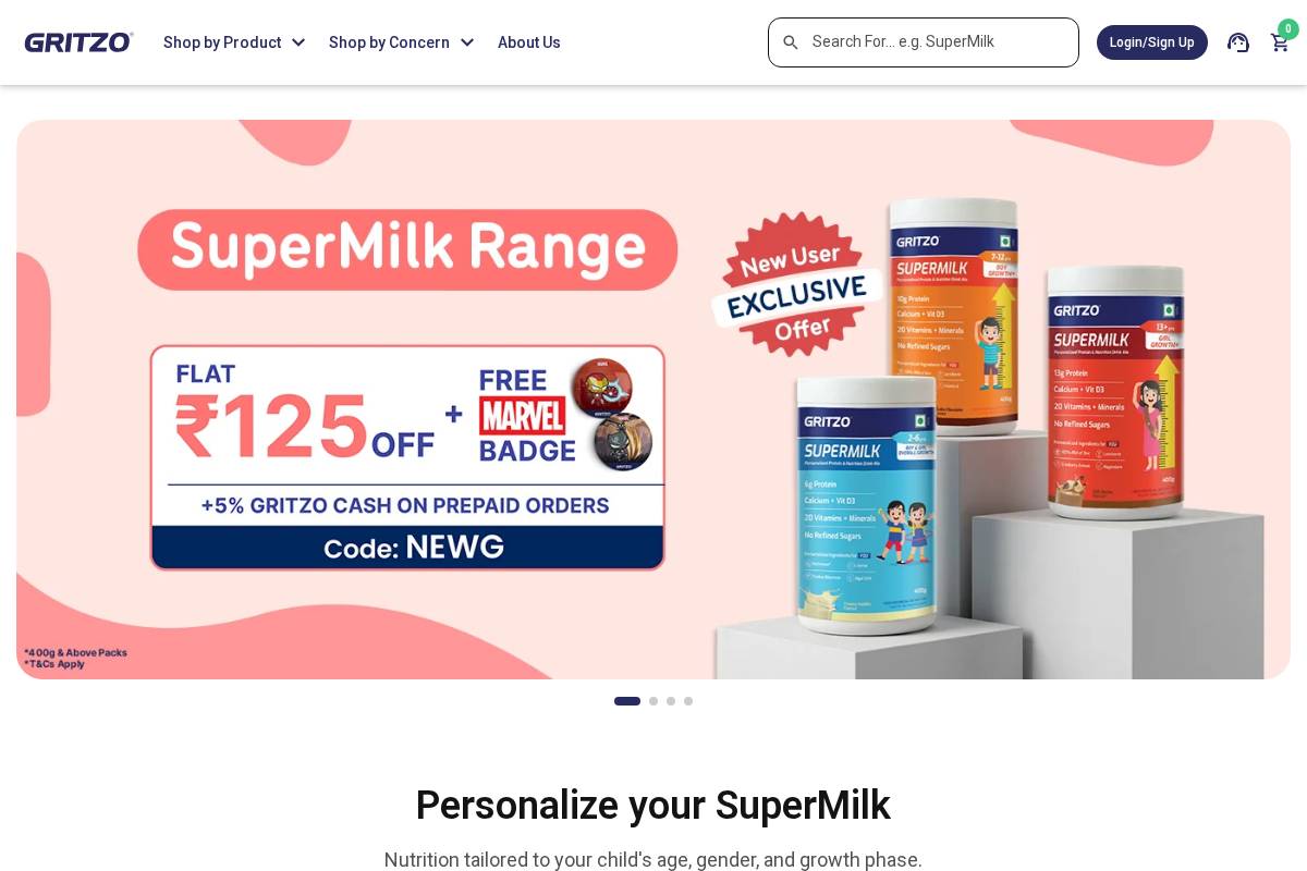 gritzo.com homepage screenshot