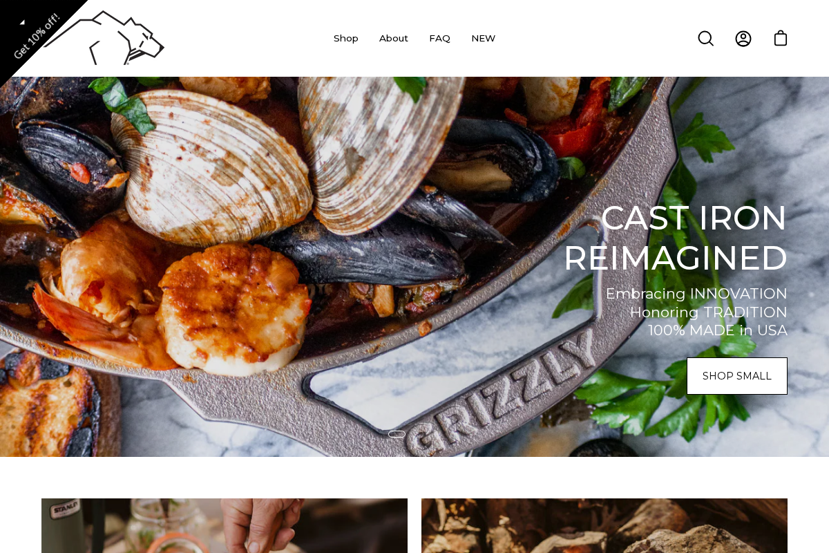 GRIZZLY Cookware homepage screenshot