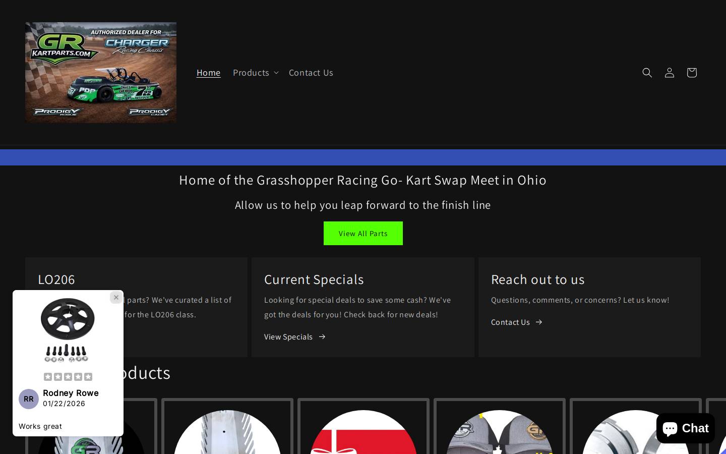 grkartparts.com homepage screenshot