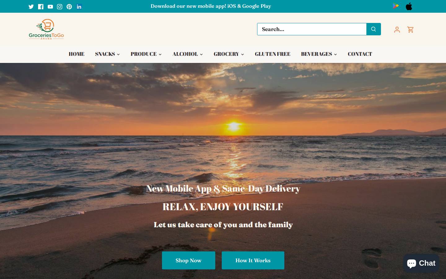 GroceriesToGo Aruba homepage screenshot