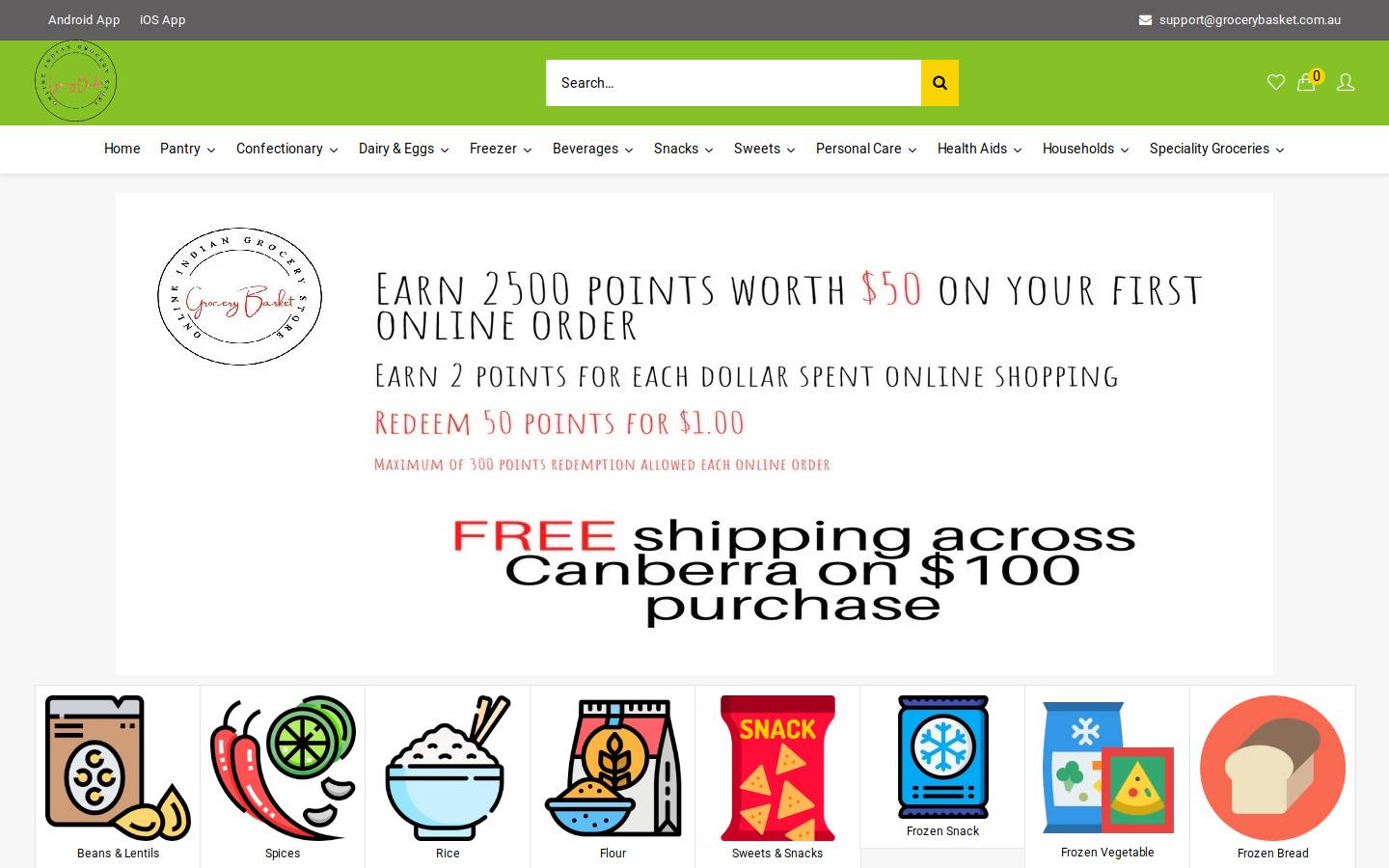 grocerybasket.com.au homepage screenshot