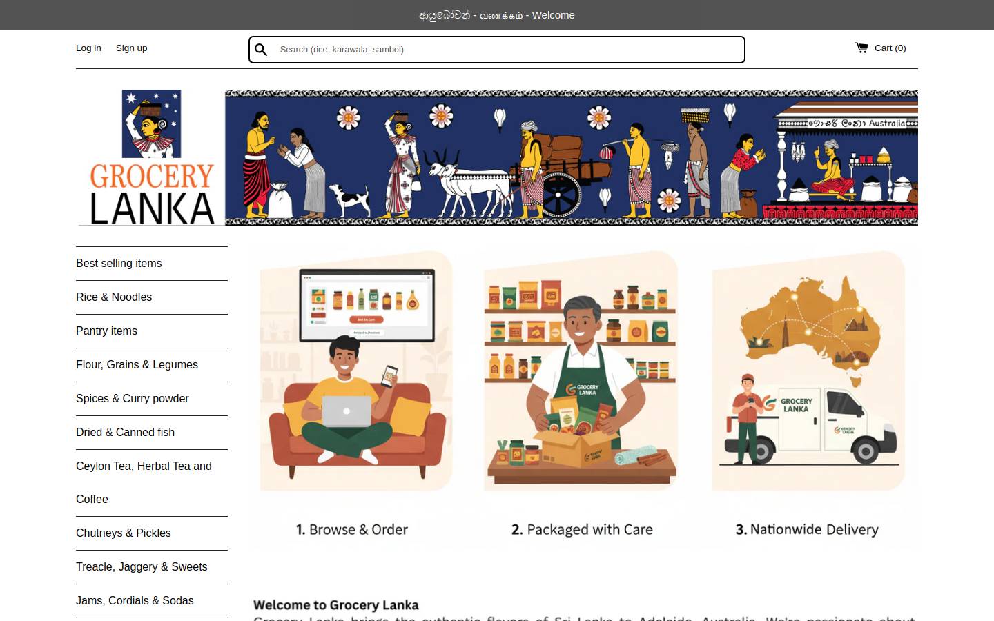 grocerylanka.com.au homepage screenshot