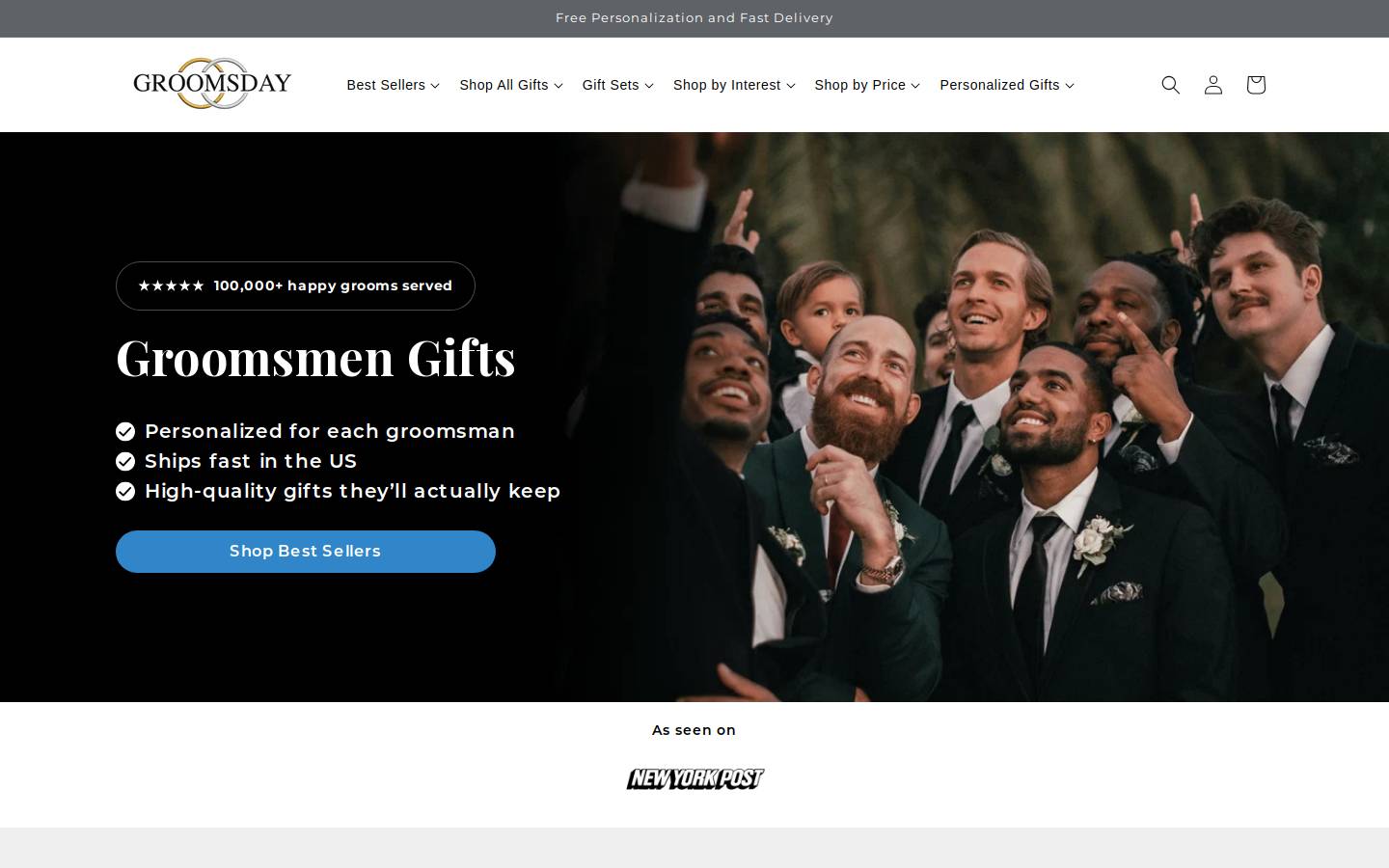 Groomsday homepage screenshot