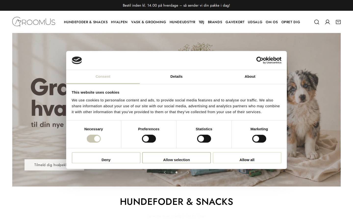 Groomus homepage screenshot