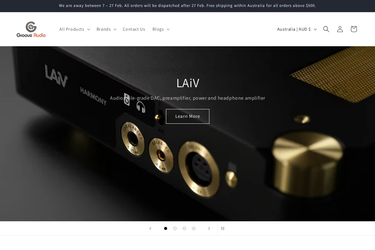 Groove Audio homepage screenshot