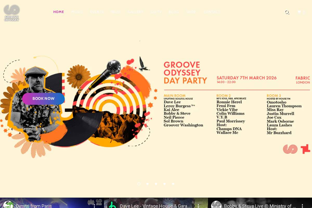 grooveodyssey.com homepage screenshot