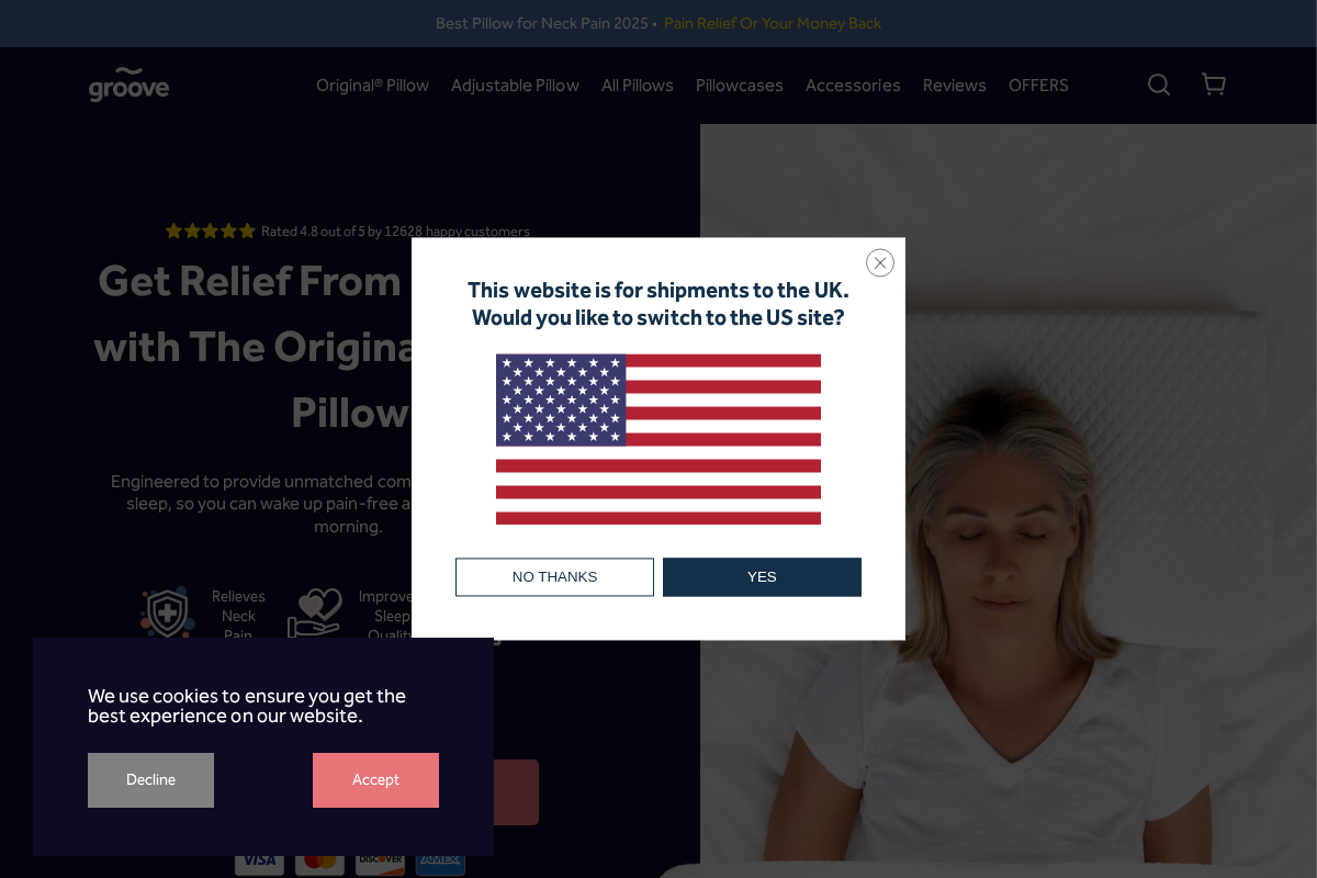 Groove Pillows homepage screenshot