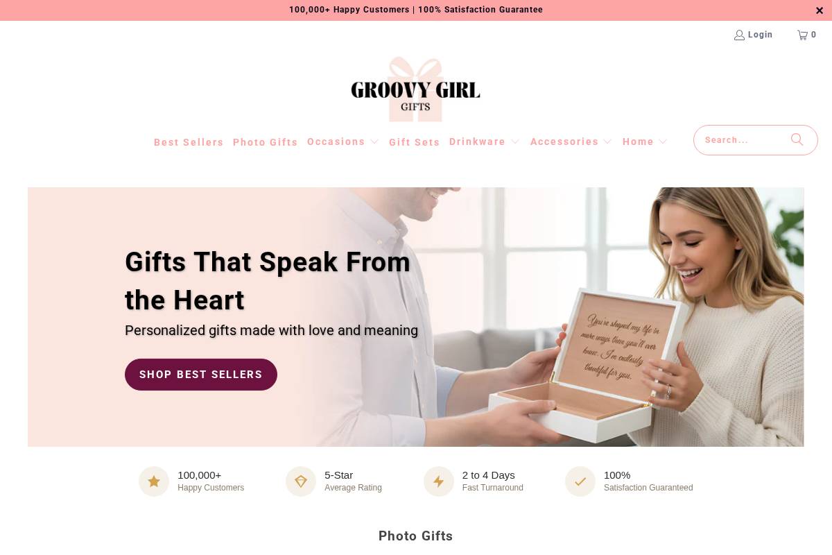 groovygirlgifts.com homepage screenshot