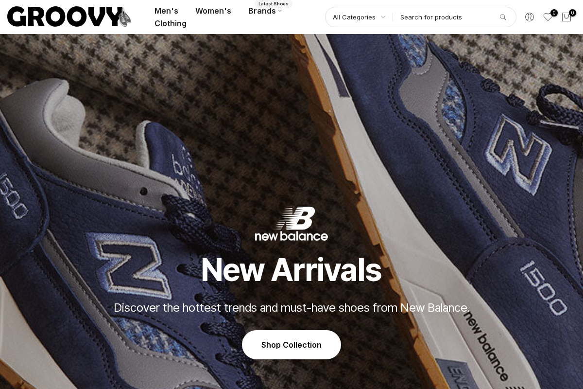 groovyshoes homepage screenshot