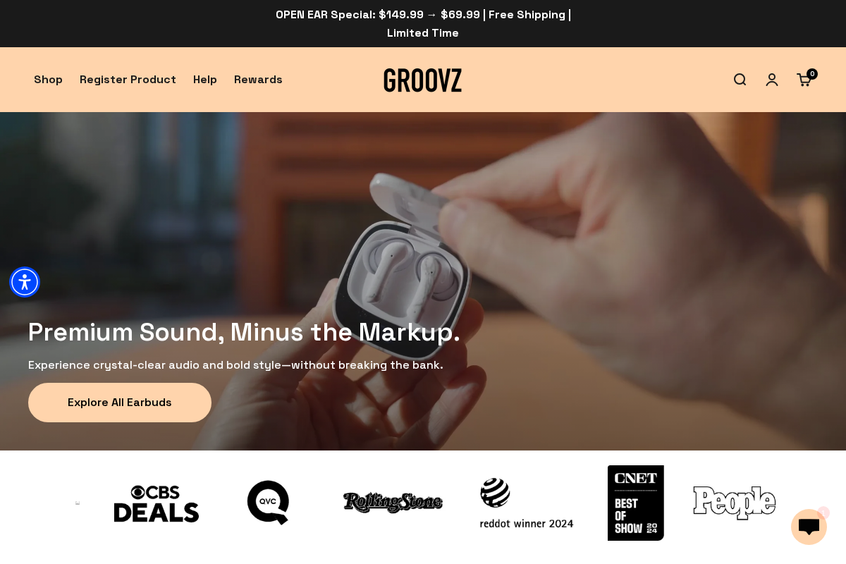 Groovz Audio homepage screenshot