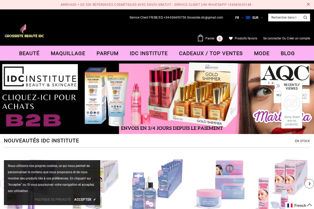 Grossiste Beaute Idc homepage screenshot