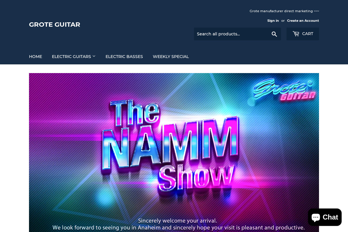 Grote Guitar homepage screenshot