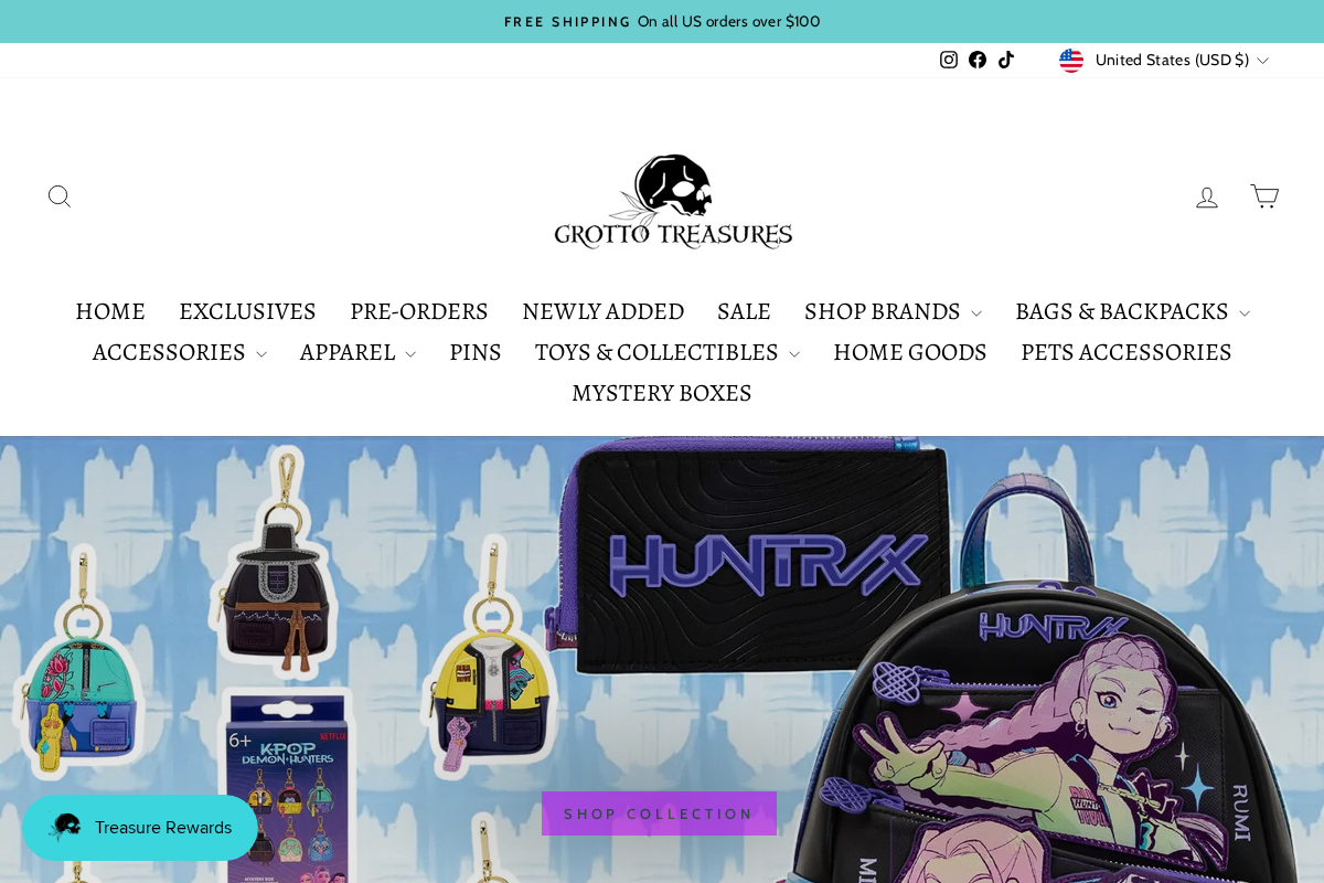 Grotto Treasures homepage screenshot