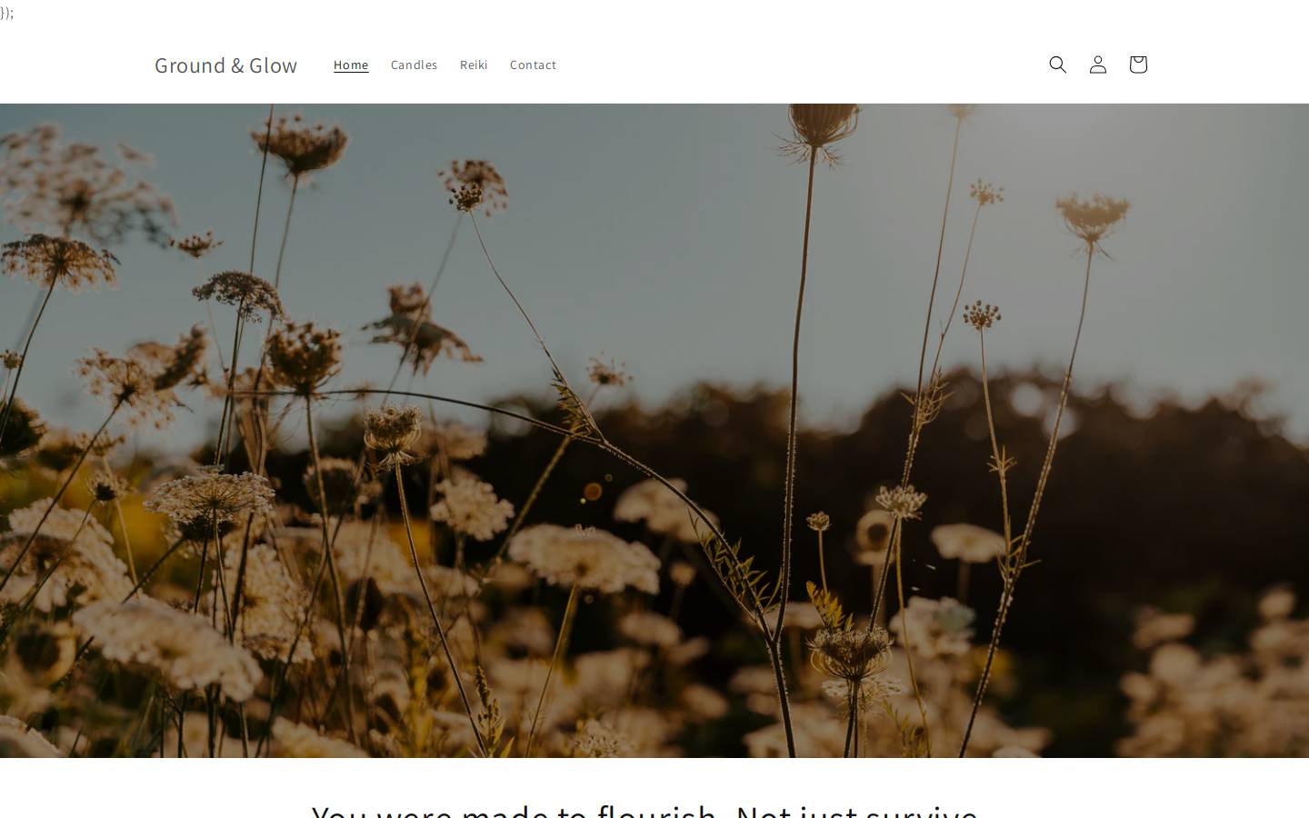 groundandglowco.com homepage screenshot