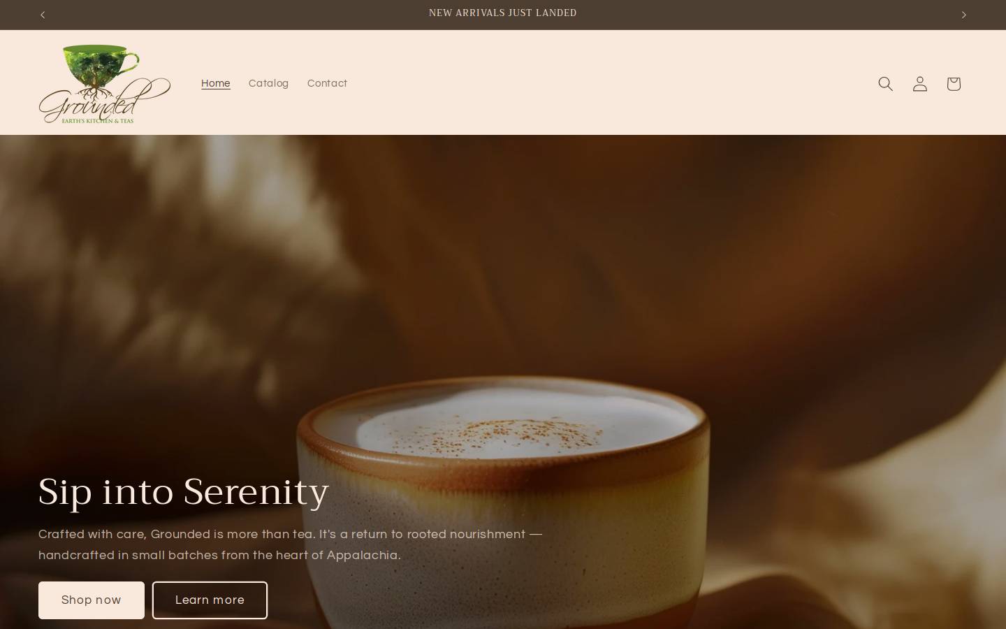 groundedteas.com homepage screenshot