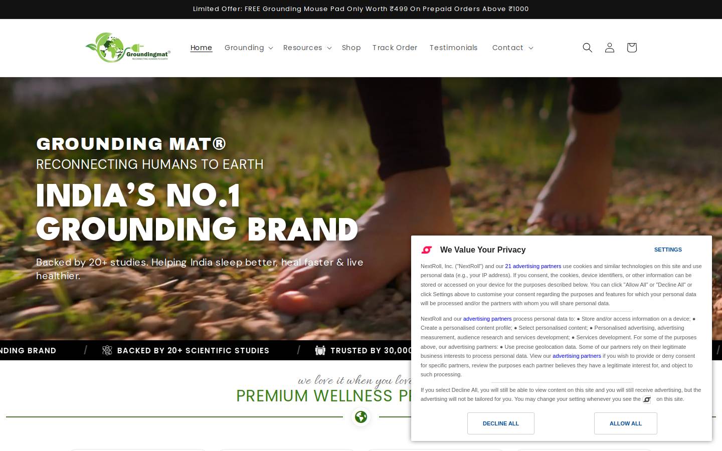 groundingmat.in homepage screenshot