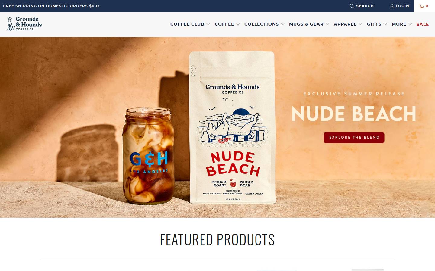 groundsandhoundscoffee.com homepage screenshot
