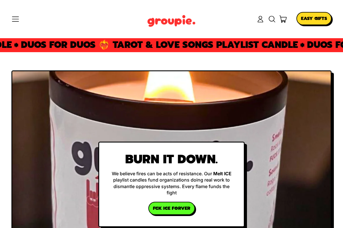 groupiecandles homepage screenshot