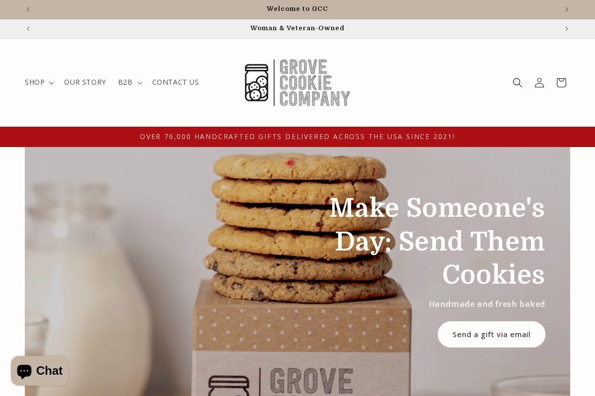Grove Cookie Company homepage screenshot