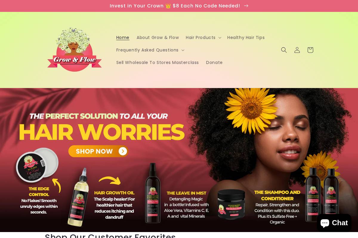 growandflowhair.com homepage screenshot