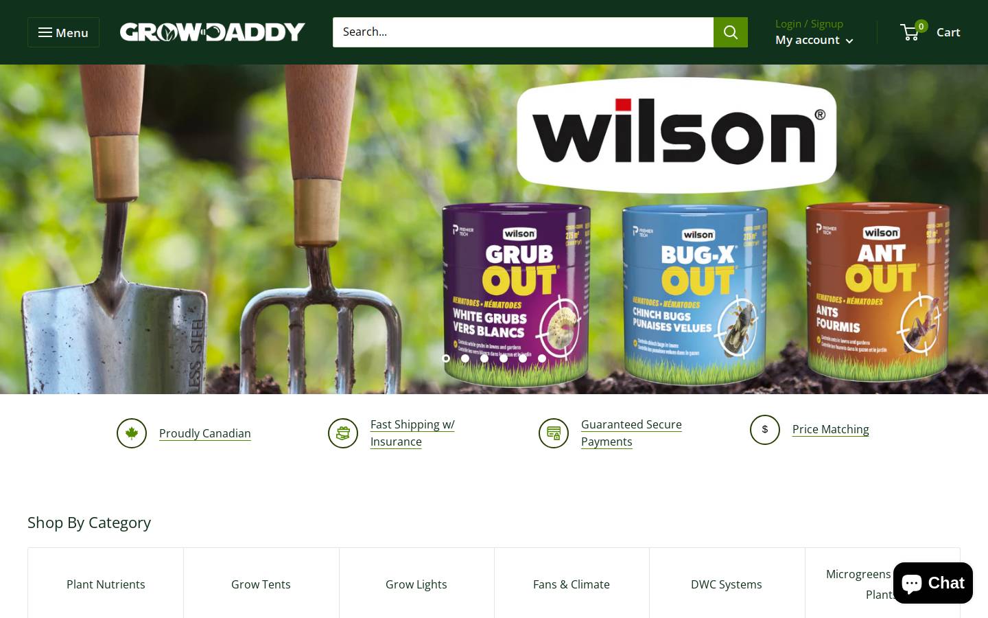 Grow Daddy Canada homepage screenshot