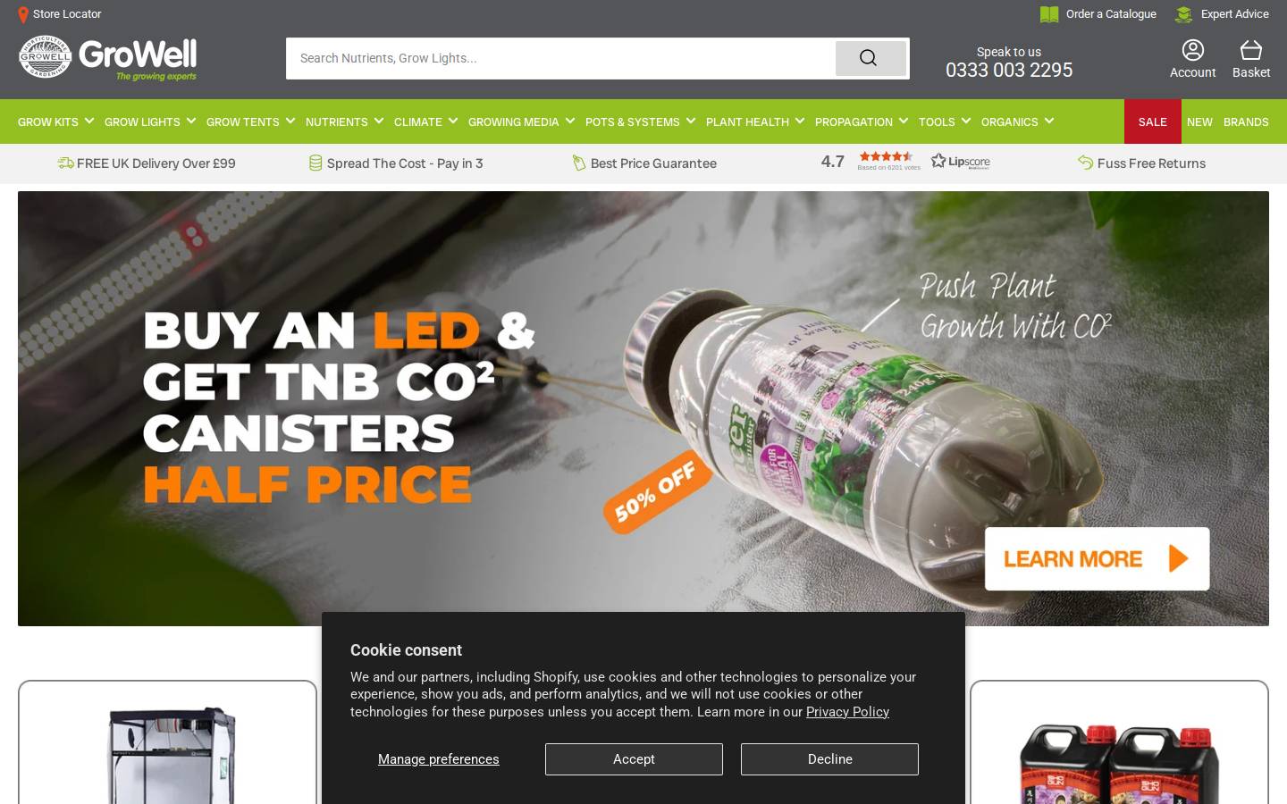 GroWell Horticulture homepage screenshot