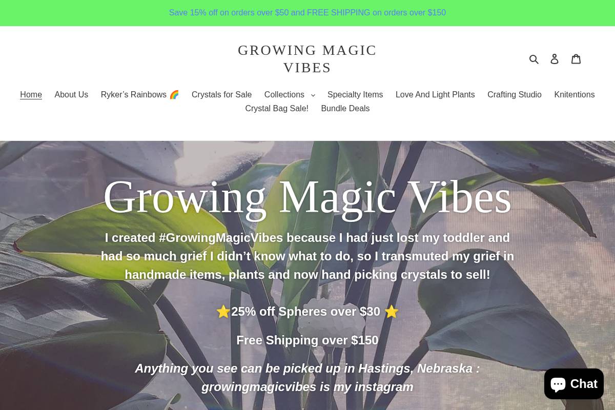 growingmagicvibes.com homepage screenshot