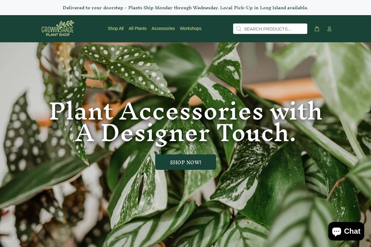 growinshade.com homepage screenshot
