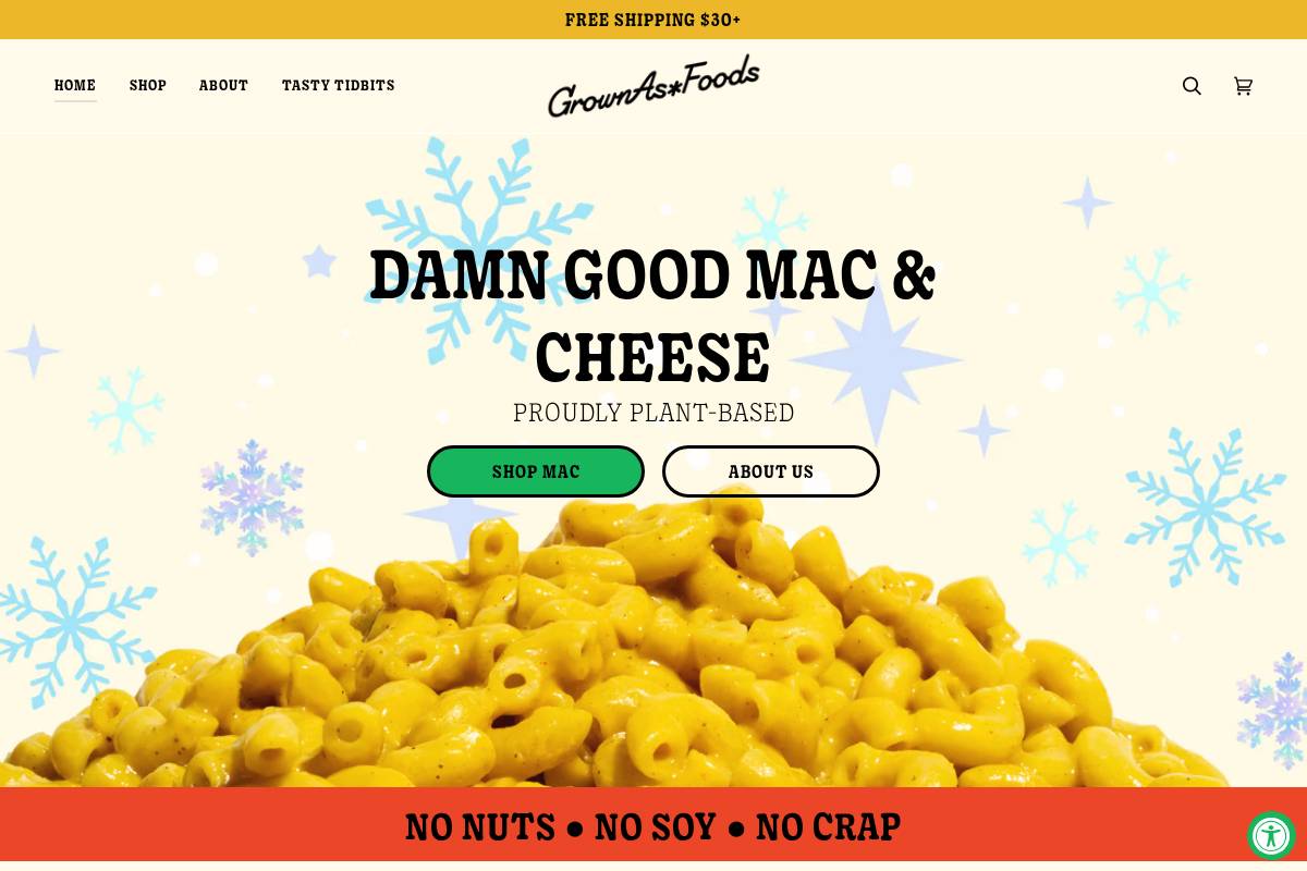 grownasfoods.com homepage screenshot