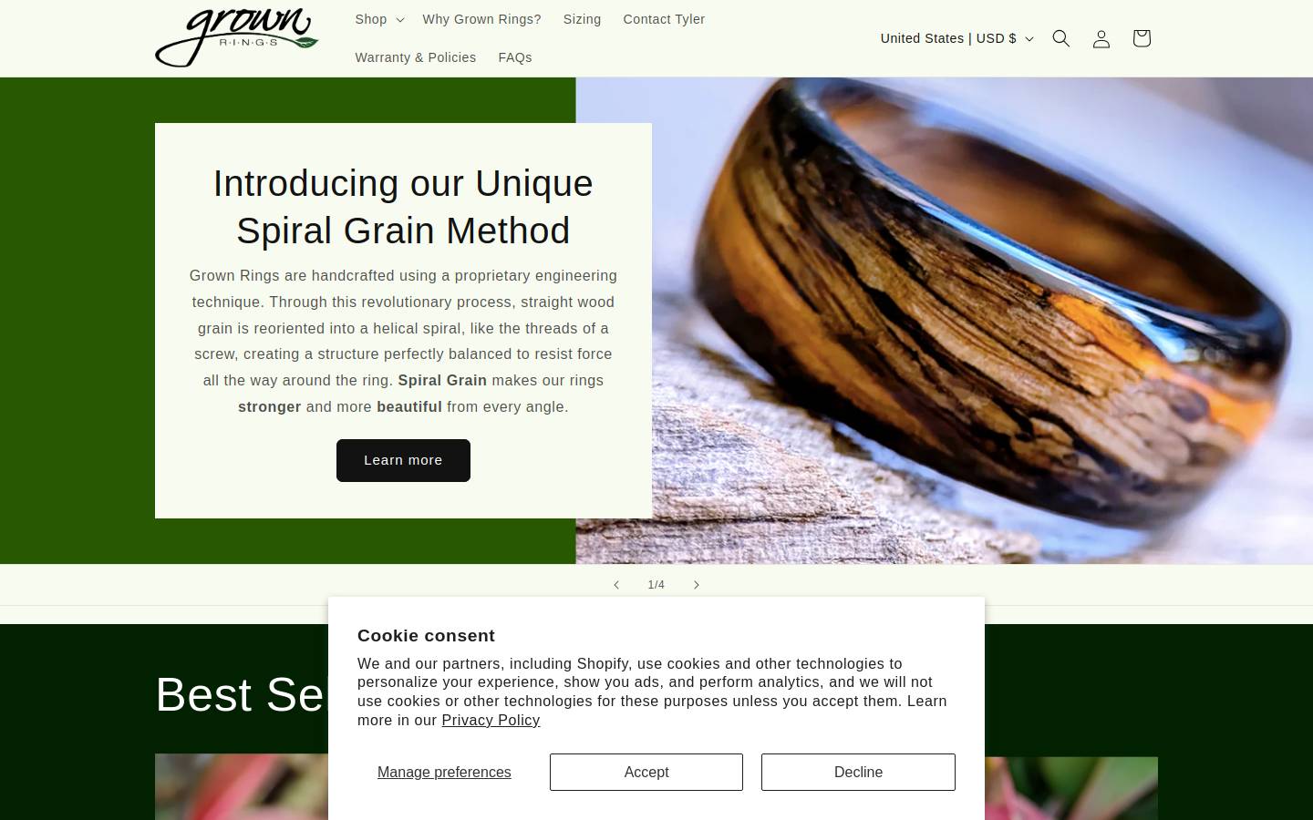 grownrings.com homepage screenshot