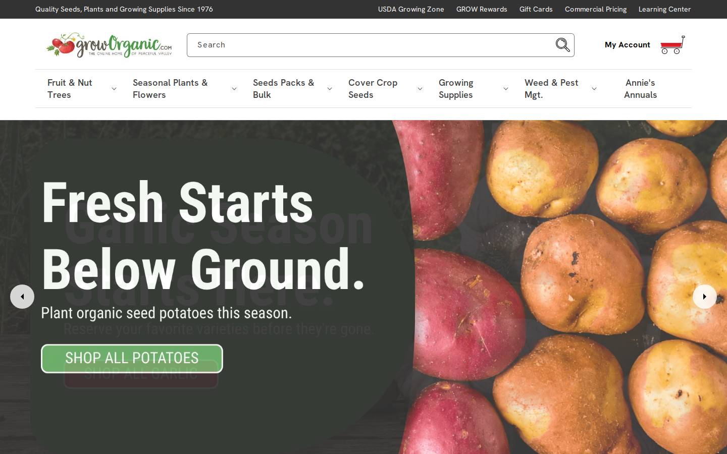 Peaceful Valley Farm & Garden Supply homepage screenshot