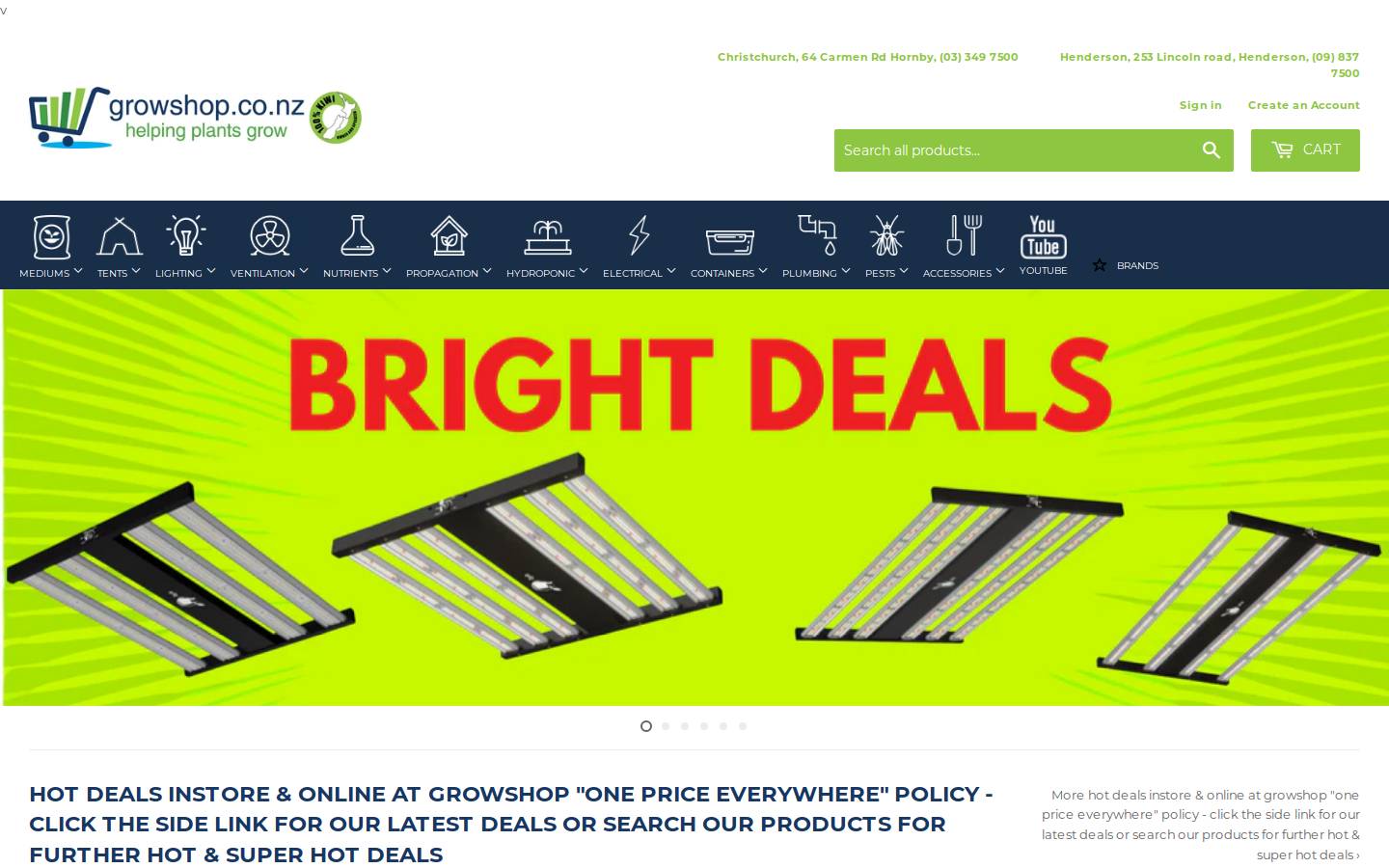 Growshop homepage screenshot