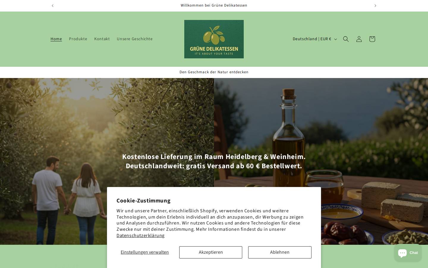 gruene-delikatessen.com homepage screenshot