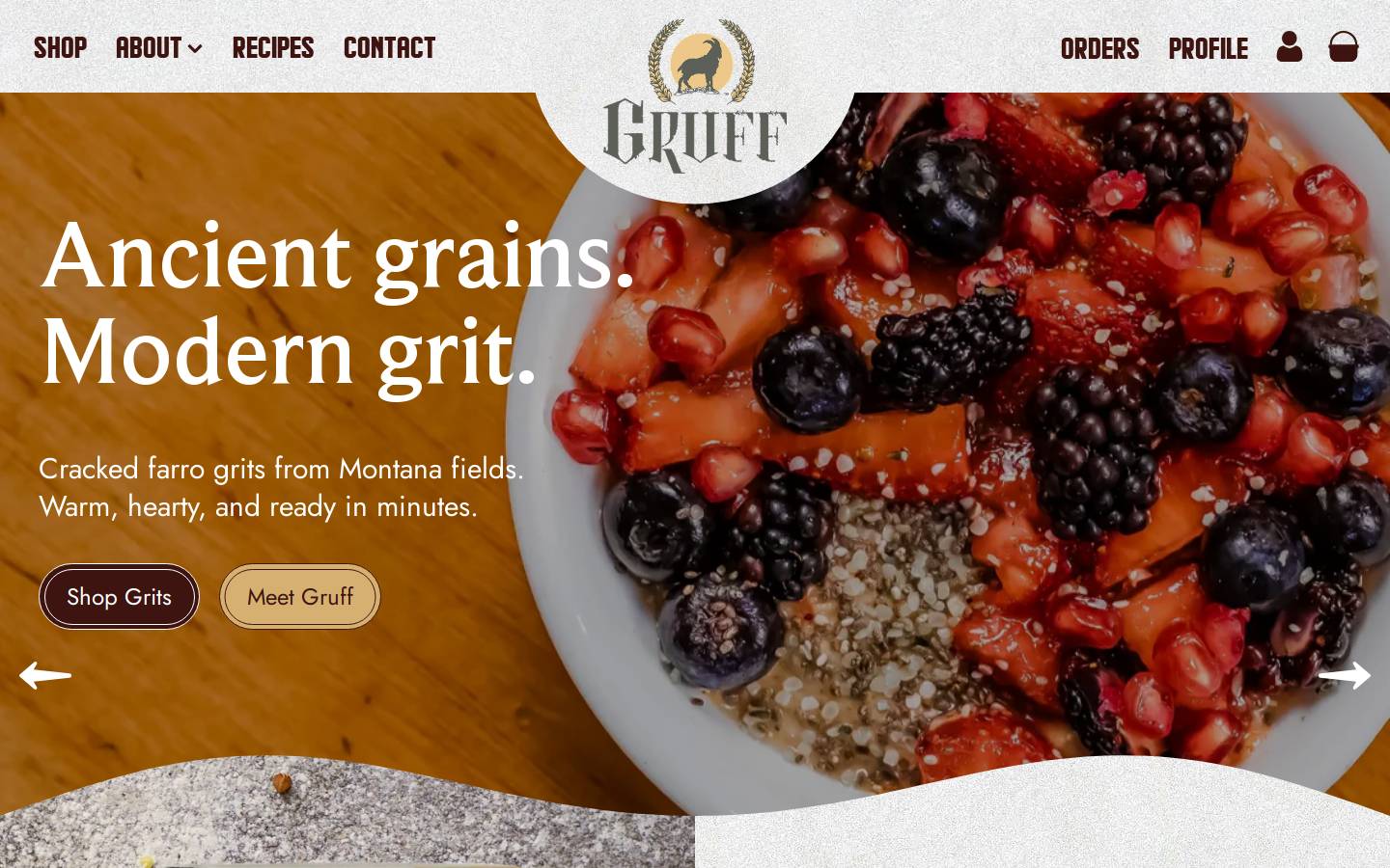 gruffgrains.com homepage screenshot