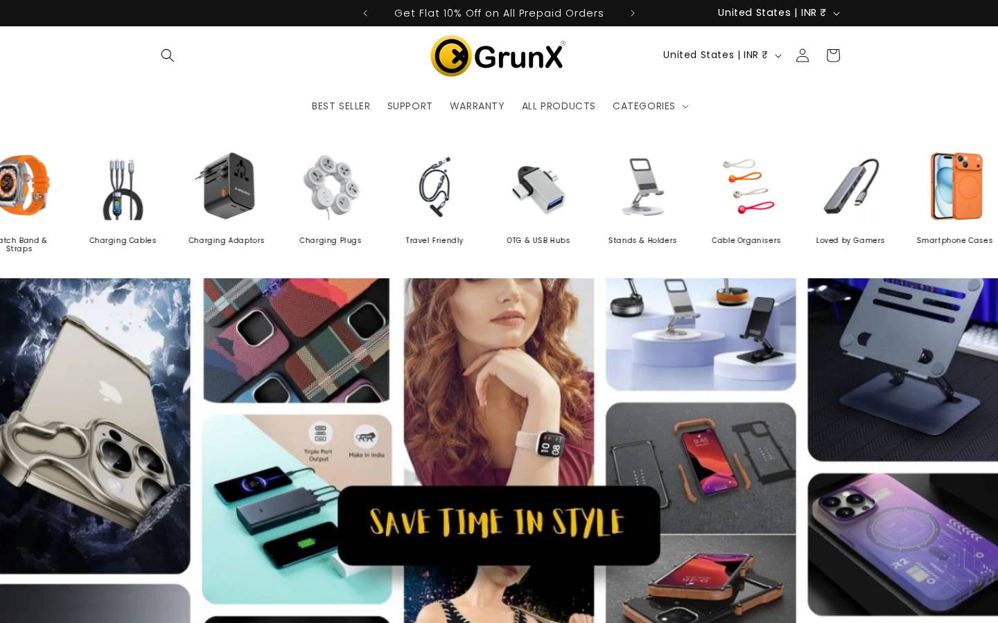 grunxstore.com homepage screenshot